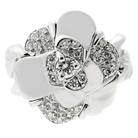 chanel diamond camellia ring|chanel camellia flower earrings.